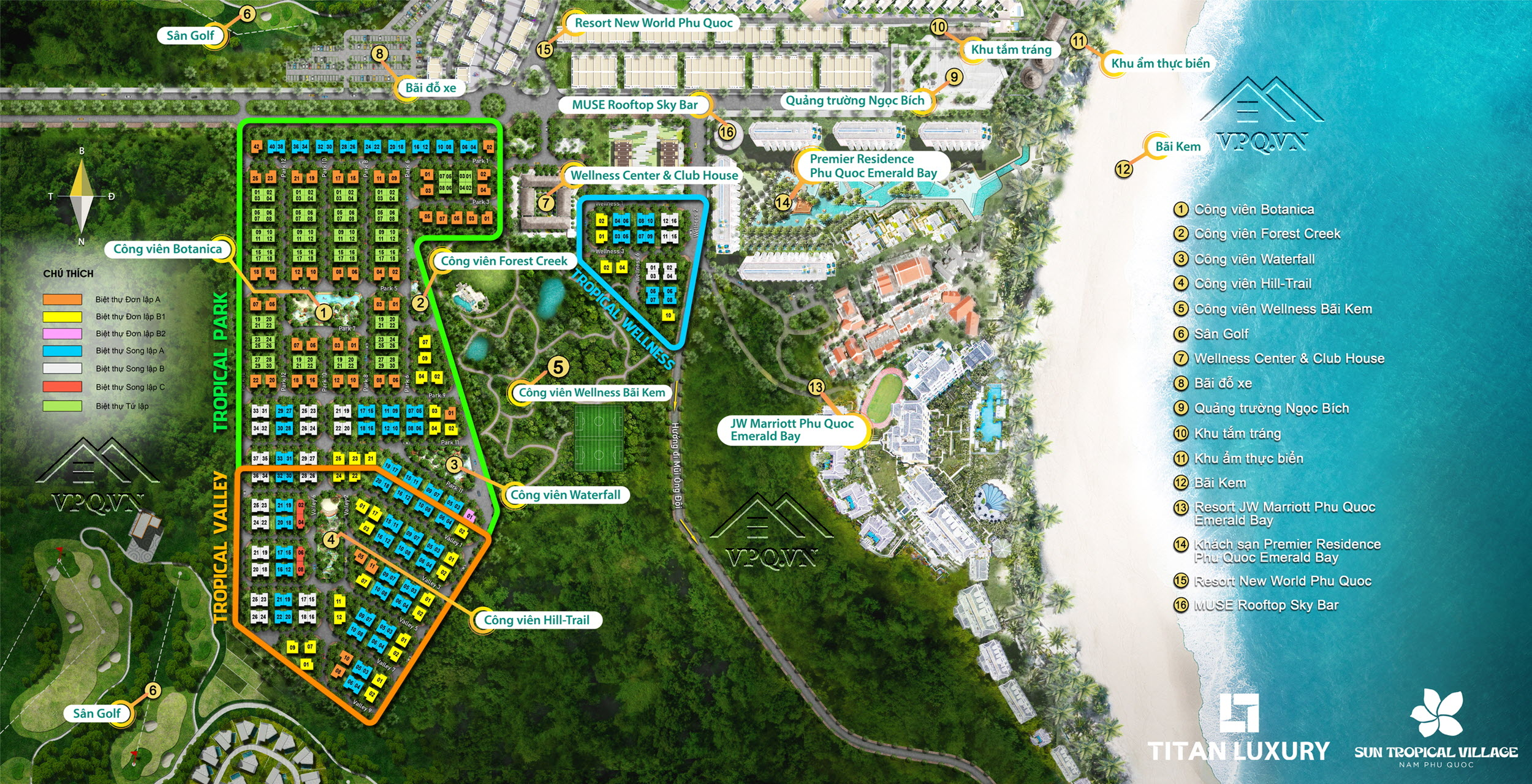 Mặt bằng tổng thể dự án Sun Tropical Village Phú Quốc